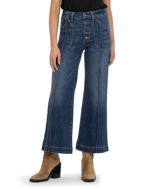 KUT from the Kloth Meg Exposed Button High Waist Ankle Wide Leg Jeans