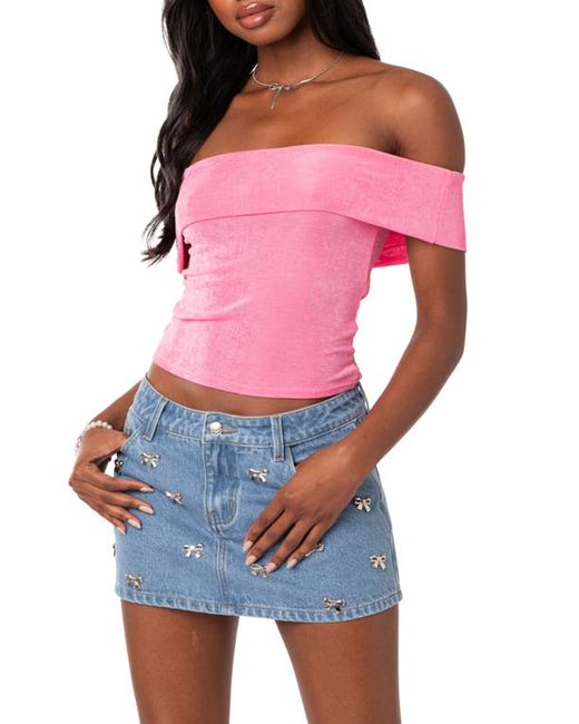 Edikted Mindi Foldover Off the Shoulder Top Small