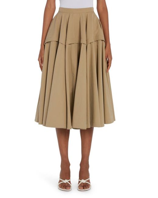 Bottega Veneta Compact Cotton Blend Twill Midi Skirt