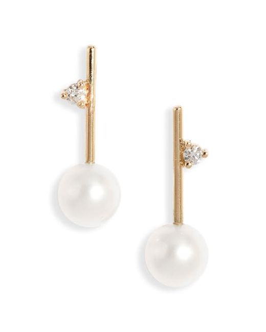 Poppy Finch Diamond Cultured Pearl Drop Earrings