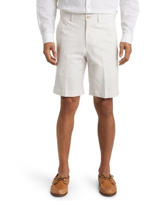Berle Flat Front Cotton Seersucker Shorts