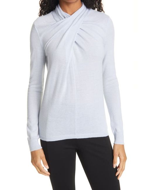Donna Karan Wool Blend Wrap Neck Sweater