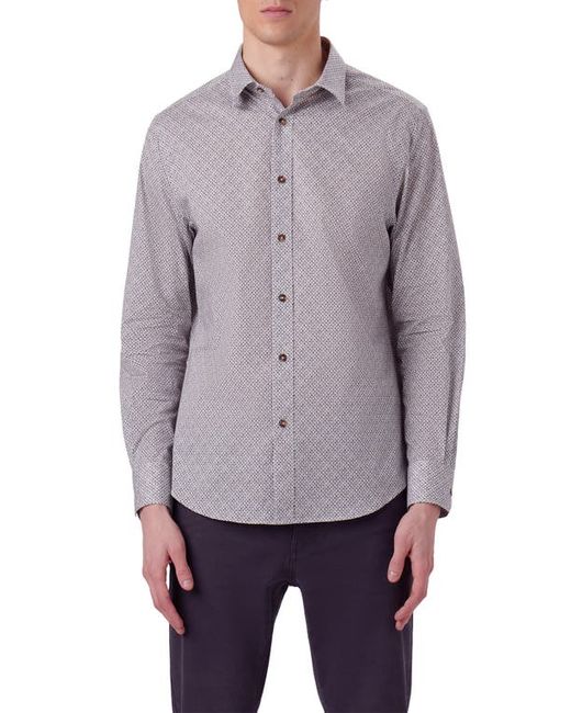 Bugatchi Julian Shaped Fit Mosaic Print Stretch Cotton Button-Up Shirt Medium