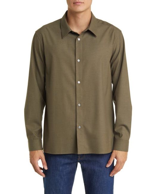 Frame Brushed Flannel Button-Up Shirt Small