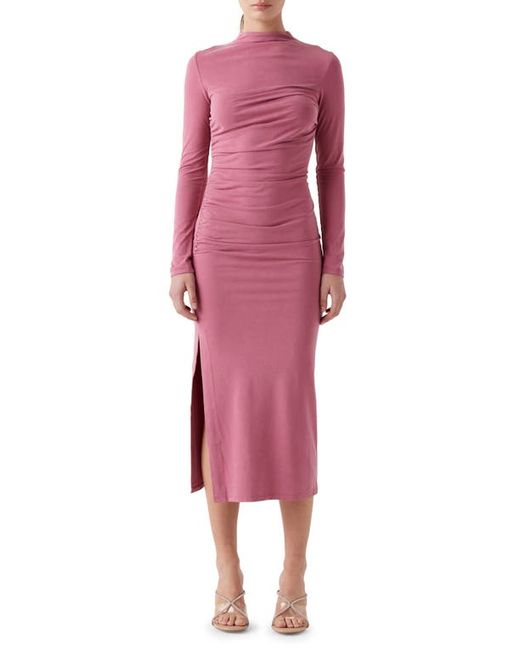 Sophie Rue Talia Ruched Long Sleeve Funnel Neck Midi Dress