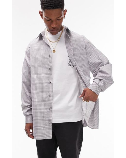 Topman Extreme Oversize Check Button-Up Shirt X-Small