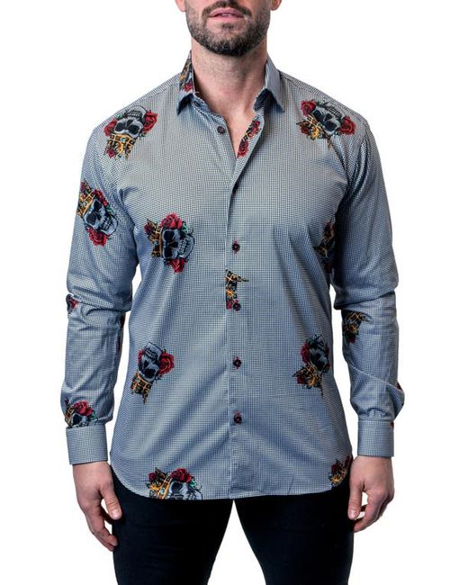 Maceoo Fibonacci Skull King Button-Up Shirt