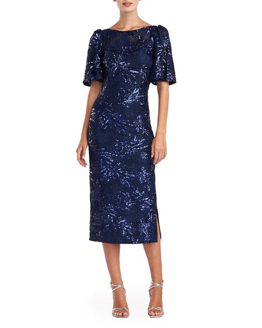 JS Collections Adel Sequin Lace Cocktail Midi Dress
