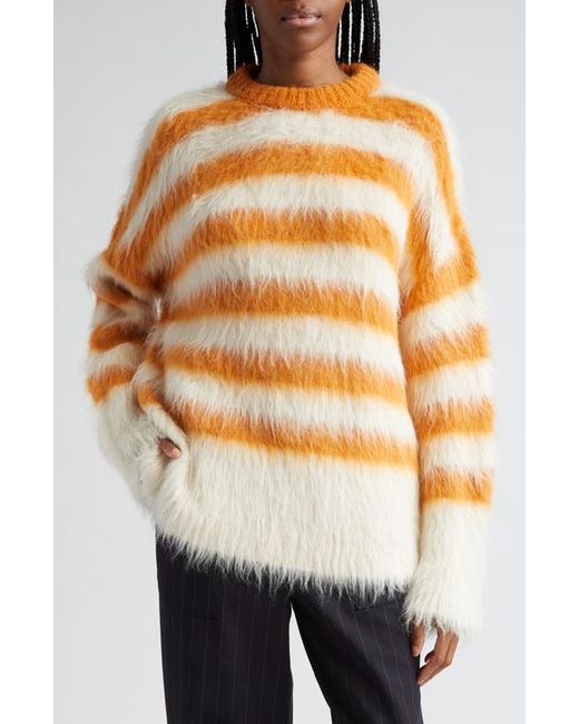Monse Stripe Alpaca Merino Wool Blend Sweater Orange X-Small