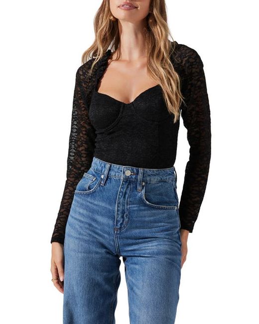 ASTR the Label Long Sleeve Lace Bustier Top X-Small