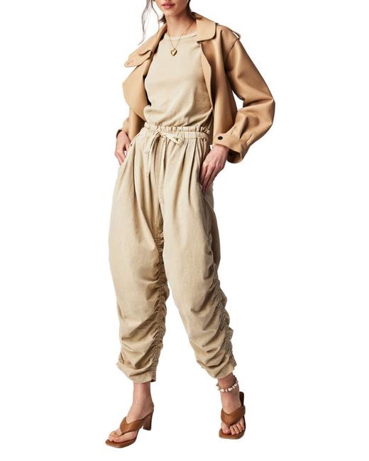 Free People Ruched Mixed Media Cotton Jumpsuit X-Small