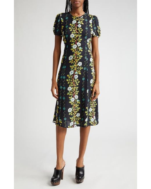 Etro Placed Floral Print Puff Sleeve Dress 2 Us