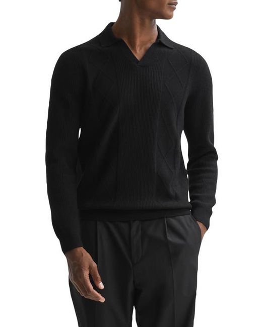 Reiss Malik Textured Wool Polo Sweater Medium