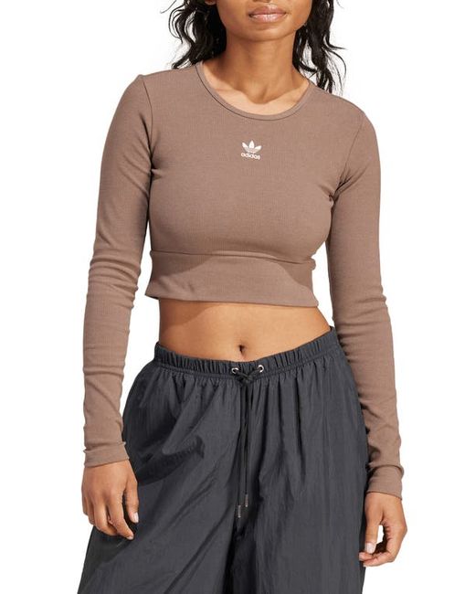 Adidas Crop Rib Long Sleeve T-Shirt X-Small