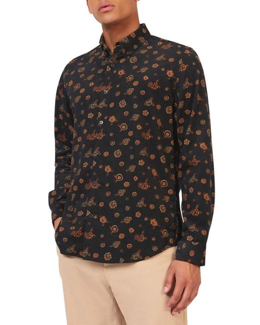 Ben Sherman Floral Corduroy Button-Down Shirt Small