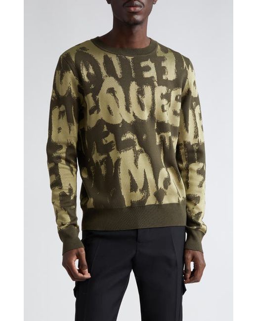 Alexander McQueen Shadow Graffiti Logo Wool Blend Sweater Small