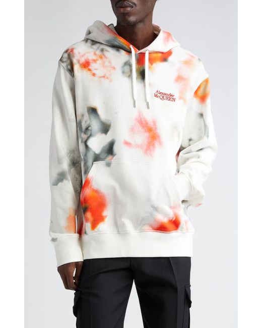 Alexander McQueen Obscured Floral Cotton French Terry Hoodie Small