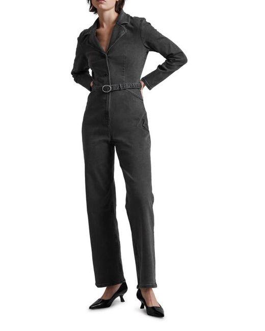 Other Stories Belted Long Sleeve Denim Jumpsuit