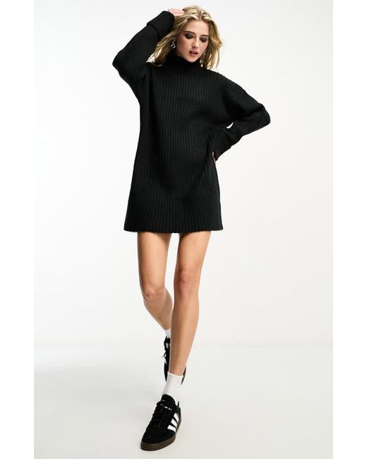 Asos Design Mock Neck Rib Mini Sweater Dress Small