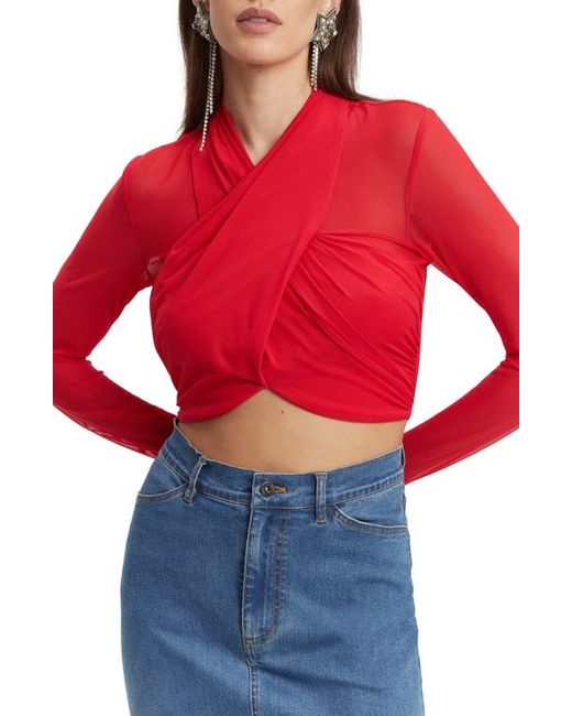 Bardot Aliyah Long Sleeve Crop Top X-Small
