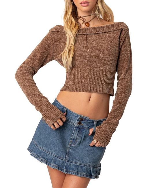 Edikted Farrah Off the Shoulder Crop Sweater X-Small