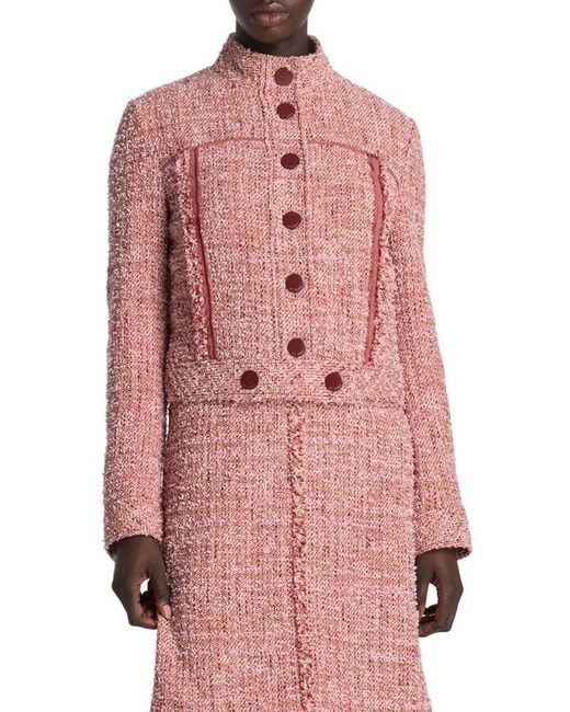 St. John Collection Boxy Tweed Crop Jacket Petal Pink/Cranberry Multi