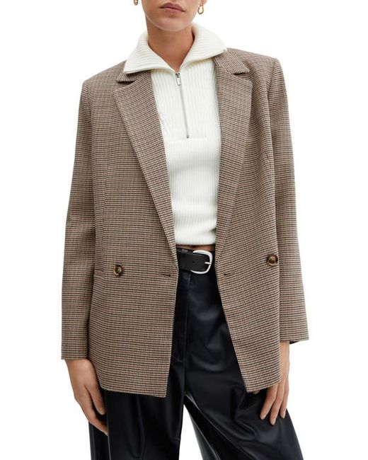 Mango Charlotte Houndstooth Double Breasted Blazer