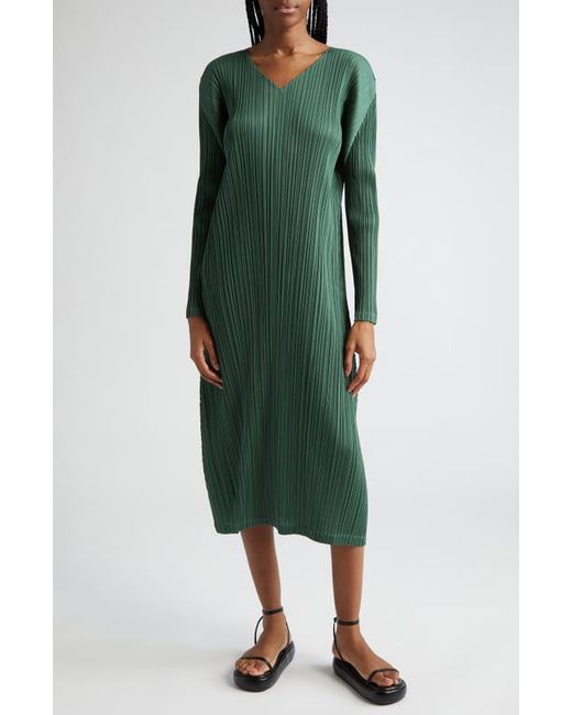 Pleats Please By Issey Miyake Monthly Colors December Pleated Long Seeve Midi Dress