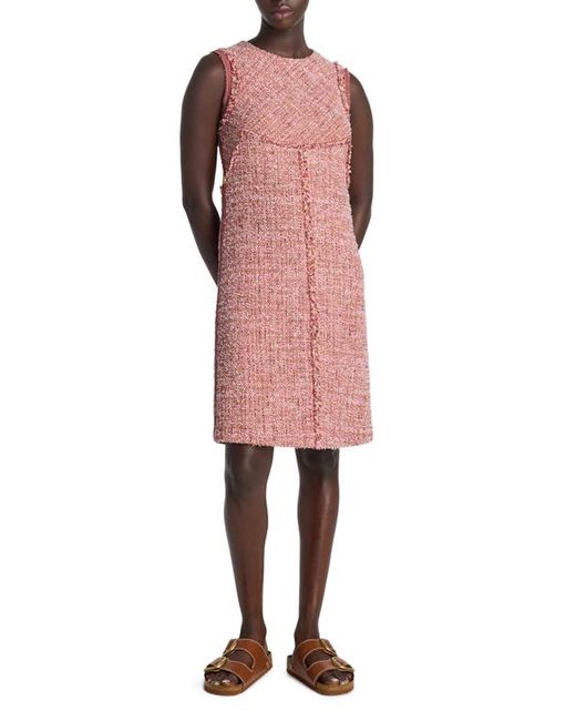 St. John Collection Sleeveless Tweed Sheath Dress Petal Pink/Cranberry Multi