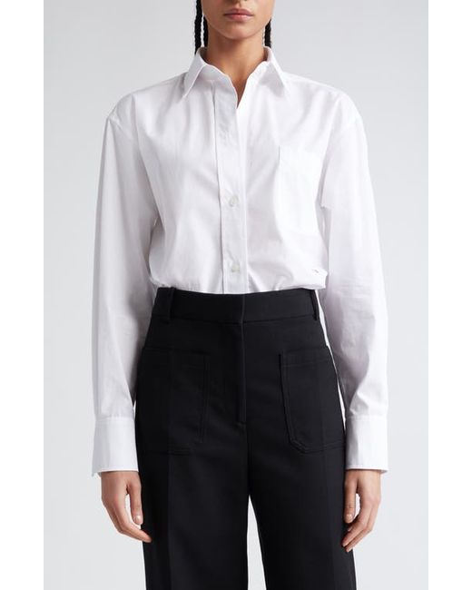 Victoria Beckham Oversize Cotton Poplin Button-Up Shirt 2 Us