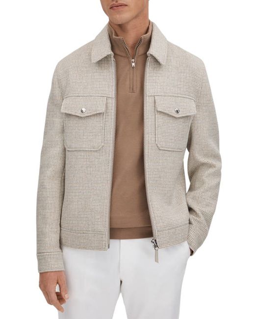 Reiss Maray Check Wool Blend Zip-Up Jacket Small