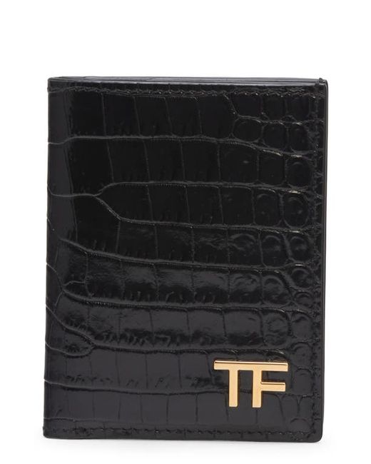 Tom Ford T-Line Alligator Embossed Leather Bifold Card Holder