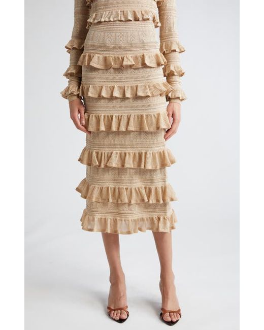 Zimmermann Matchmaker Ruffle Metallic Pointelle Sweater Skirt