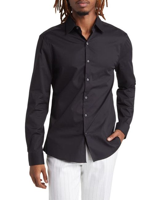 Topman Solid Stretch Button-Up Shirt X-Small