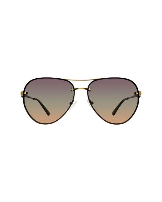 Kurt Geiger London Shoreditch 60mm Rimless Aviator Sunglasses Gold Havana/Violet