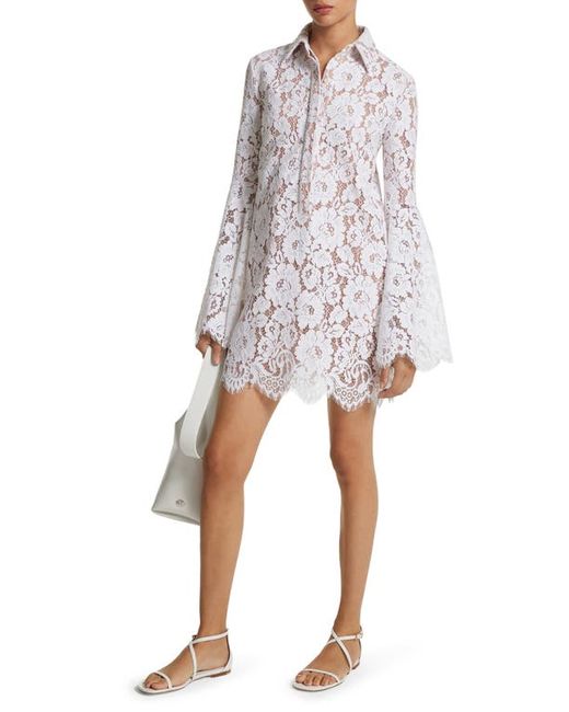 Michael Kors Collection Long Sleeve Sheer Floral Lace Minidress