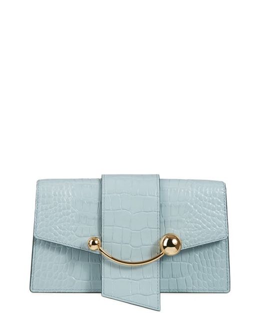 Strathberry Crescent on a Chain Croc Embossed Leather Shoulder Bag