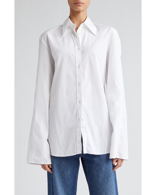 BITE Studios Fluted Sleeve Organic Cotton Poplin Button-Up Shirt