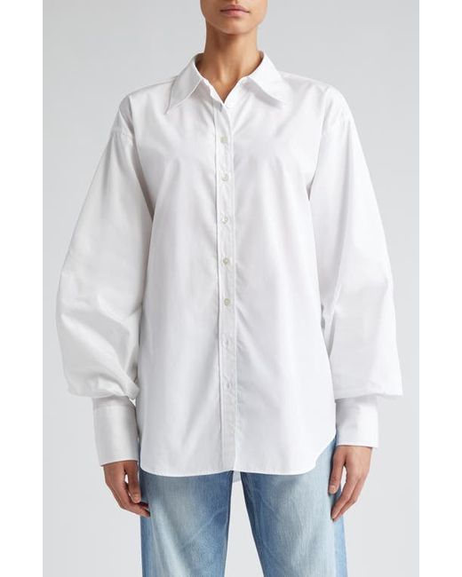 BITE Studios Crinkled Sleeve Organic Cotton Poplin Button-Up Shirt