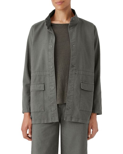 Eileen Fisher Stand Collar Organic Cotton Blend Jacket X-Small