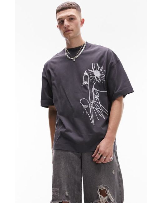 Topman Embroidered Premium Oversize Graphic T-Shirt X-Small