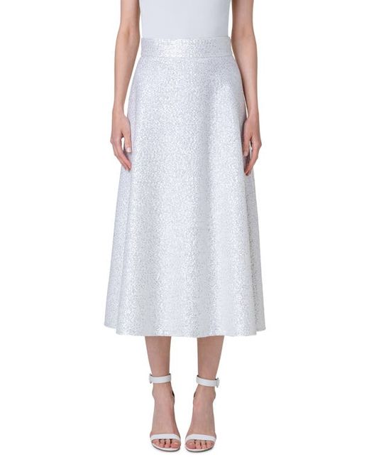 Akris Sequin Wool Blend A-Line Midi Skirt