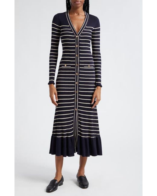 Cara Cara Marina Stripe Long Sleeve Midi Sweater Dress X-Small