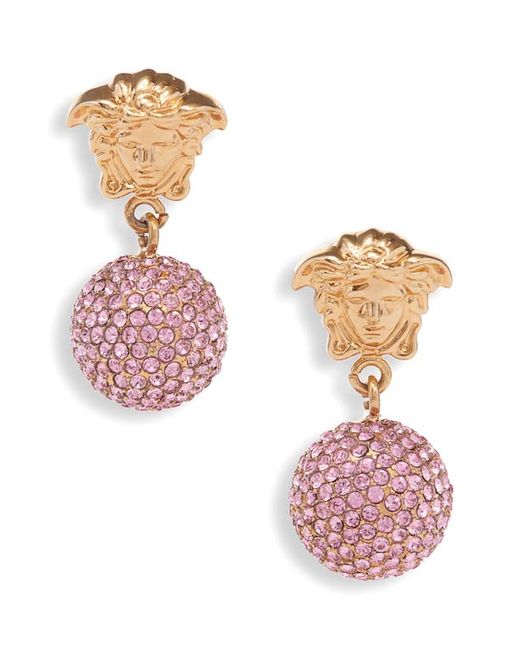 Versace Medusa Crystal Drop Earrings Gold/Rose