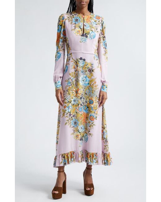 Etro Floral Print Long Sleeve Midi Dress 2 Us
