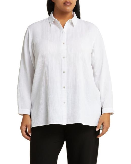Eileen Fisher Classic Collar Easy Organic Cotton Button-Up Shirt 1X