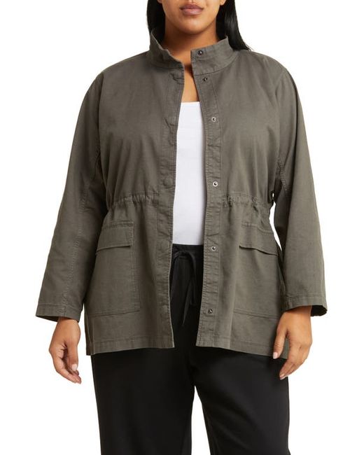 Eileen Fisher Stand Collar Organic Cotton Blend Jacket 1X