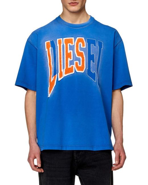 Diesel® DIESEL Distressed Collegiate Oversize Cotton T-Shirt Small