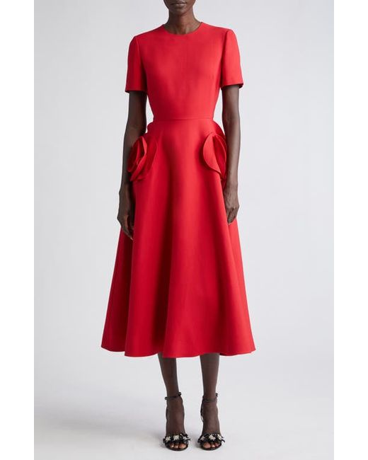 Valentino Garavani Rosette Detail Crepe Couture Midi Dress 4 Us