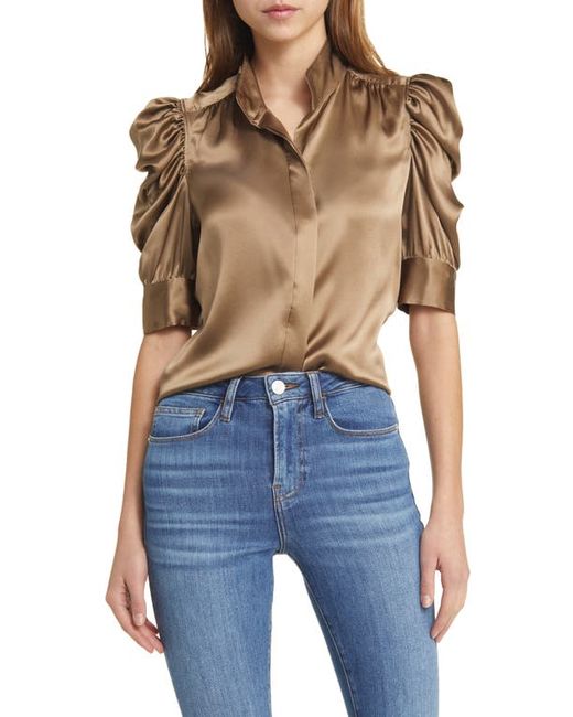 Frame Gillian Three-Quarter Sleeve Silk Button-Up Shirt